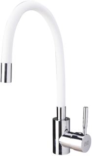 Kitchen faucet with white flexible tap