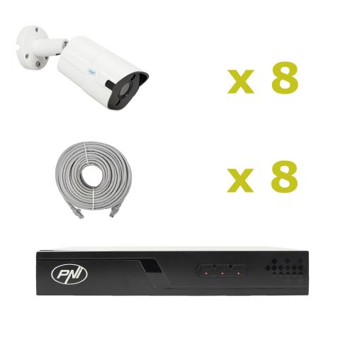 PNI House IP716J POE NVR Video Surveillance Package with 8 IP818J 8MP Cameras and 20m UTP CAT6 Cables