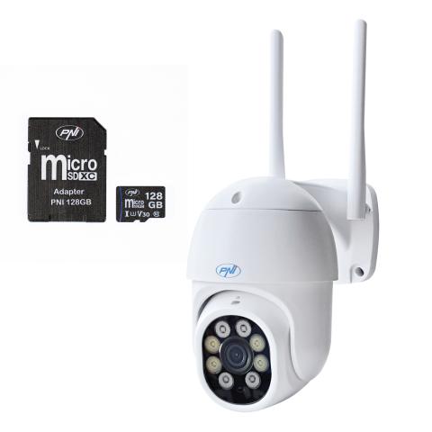 Wireless Video Surveillance Camera PNI IP840 + PNI 128GB Memory Card WiFi