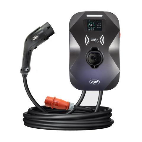 PNI KW11 16A, 11KW charging station, for electric cars, 85V - 415V, three-phase, 7-pin Type2 cable, 3.5 inch screen, with Blueto