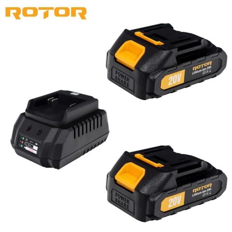 20V charger set with two 20V/2Ah batteries, RCB-20V, ROTOR