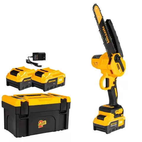 Mini cordless chainsaw, ROTOR, RMC218, 2 batteries 21 V 4.0 Ah