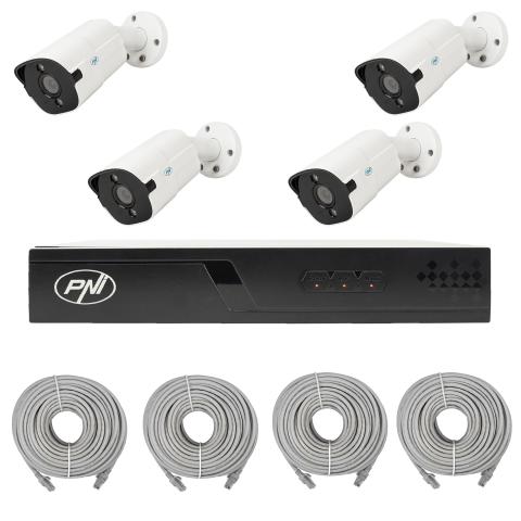 Video Surveillance Kit NVR POE PNI House IP710J 2 Cameras IP515J 5MP Cables Included